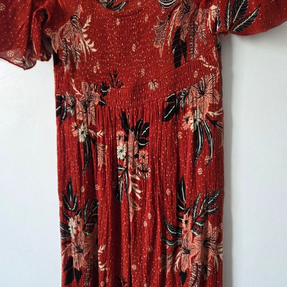 Böhme Jade Maxi Dress Orange Floral Bohemian Gypsy Southwestern Vacation Small - Picture 8 of 11
